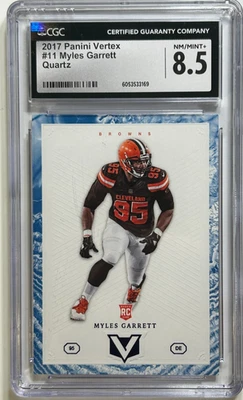 Myles Garrett RC # 01/99 Panini Vertex Quartz 2017 Graded Rookie Card CGC 8.5 SP - Image 1 of 2