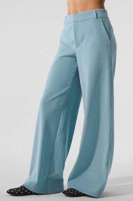 RARE!! Alo Micro Corduroy Mid Rise Dreamer Wide Leg Pants Celestial Blue Sz S - Image 1 of 4