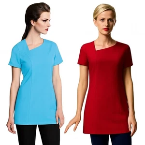 Ladies Beauty Salon Tunic Spa Therapist Uniform Workwear Top Work Short Sleeve - Picture 1 of 11