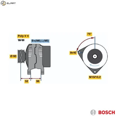 ALTERNATOR 0 986 045 201 FOR RENAULT D7F 730 1.1L 4cyl CLIO I - Image 1 of 4