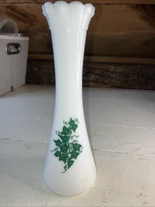 Green Ivy Milk Glass Bud Vase Up3 - Picture 1 of 8