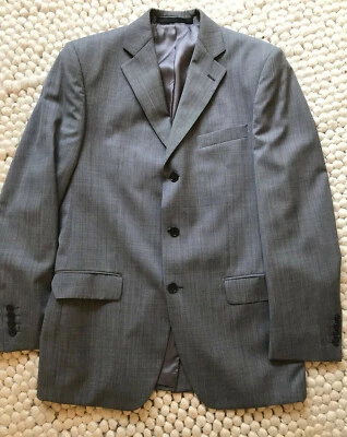 Men's M&S COLLEZIONE 2 Piece Grey Fine Check Suit - ch38" w32" leg 29" Excellent - Image 1 of 4