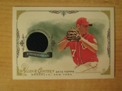 2014 Topps Allen and Ginter Full Sized Relic Jordan Zimmerman #FSR-JZ Washington - Image 1 of 2