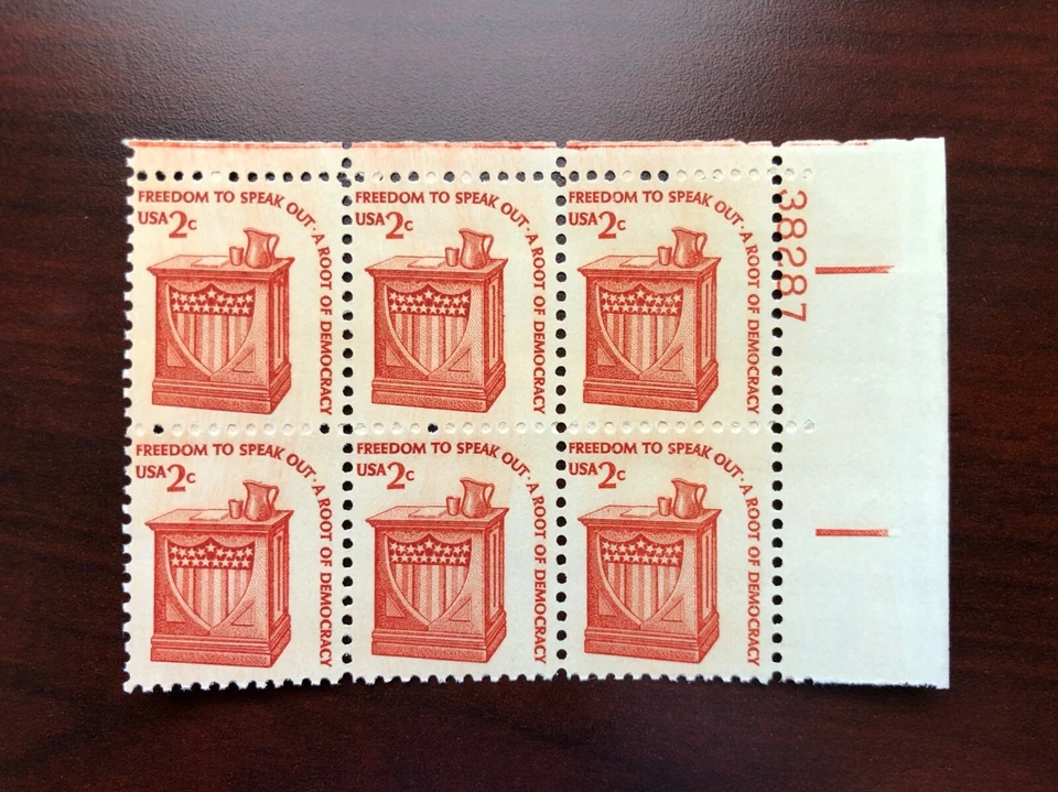 US #1582 Plate Block of 6 Freedom To Speak Out Mint NH 1977 - Image 1 of 1