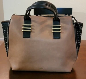 Gianni Bini Tote Tan / Black Studded  Handbag Large  - Picture 1 of 9