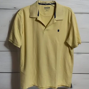 Izod Polo Yellow Shirt Large With Blue Logo The Advantage Polo Large Size - Picture 1 of 3