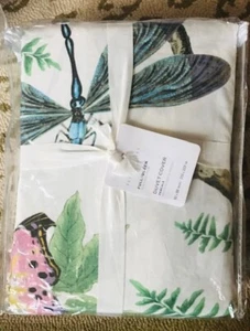 Pottery Barn Fauna Duvet Cover Set Queen 2 Std Shams Botanical Butterflies Bird - Picture 1 of 4