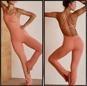 Free People Movement Sz XL Orange One Piece Jumpsuit Romper NEW - Picture 1 of 10