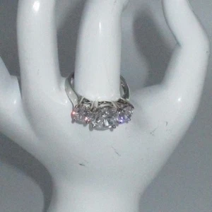 925 Sterling Silver CHINA CZ Rhinestone Crystal Ring 10.75 Sparkling Shiny CHIC - Picture 1 of 10