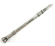 Antique Sterling Silver Dual Combo Mechanical Pencil Dip Pen Amethyst Jewel Top