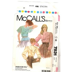McCall's 7831 Women's 10 Bust 32 1/2 Blouse Pattern Sewing Uncut VTG 1981 - Picture 1 of 3