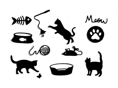 ОЧАРОВАТЕЛЬНЫЙ! ПРЕДМЕТЫ ДЛЯ КОШЕК: КОШКИ, ИГРУШКИ ДЛЯ КОШЕК, КРОВАТИ, РЫБЫ И МНОГОЕ ДРУГОЕ СИЛУЭТ ШТАМПОВКА/ВЫРЕЗЫ - Изображение 1 из 4