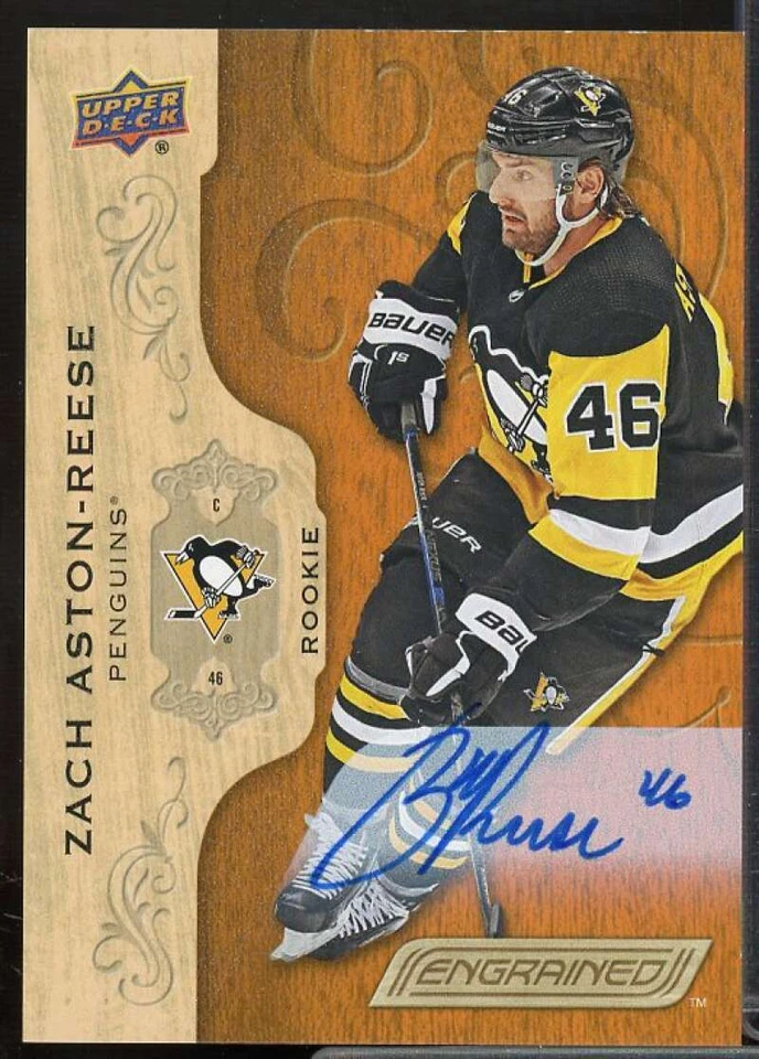 Zach Aston-Reese C Card 2018-19 Upper Deck Engrained Autographs #62  - Image 1 of 2