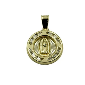 Pequeña Virgen Guadalupe Oro Amarillo 14k con Colgante Religioso Circonita - Imagen 1 de 3
