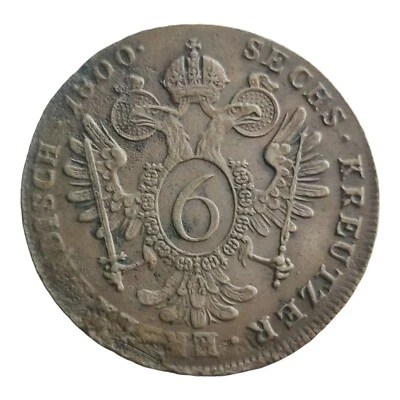 Austria 6 Seis Cruceros 1800 B Moneda Cobre Franz II Kremintz Como Nueva 12Q Foto 1 de 2