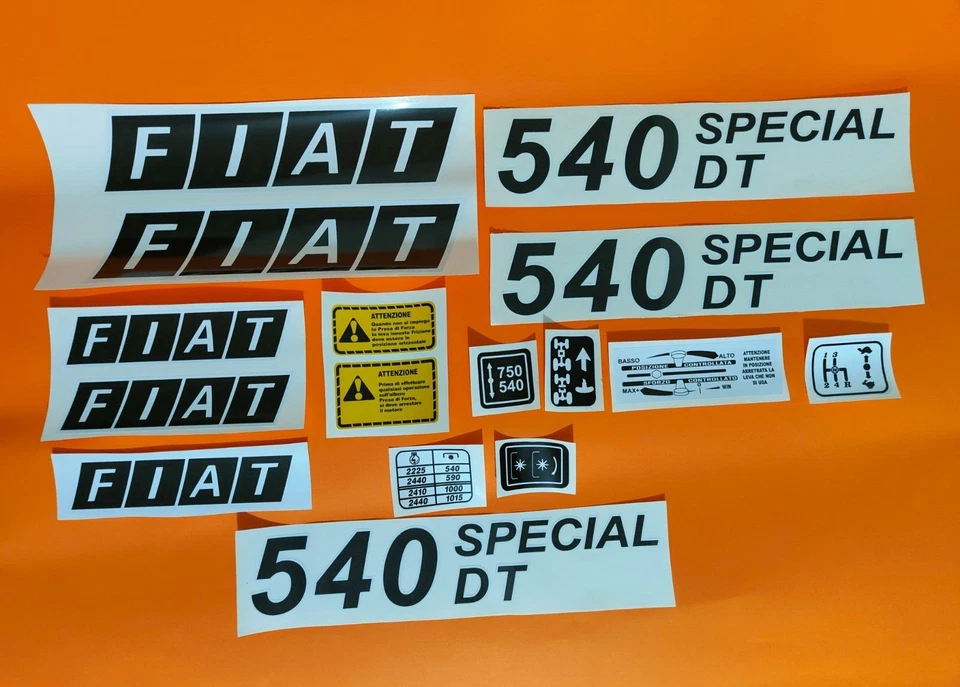 KIT 16 ADESIVI DECALCOMANIE FIAT 540 DT SPECIAL PER TRATTORI AGRICOLI GOMMATI