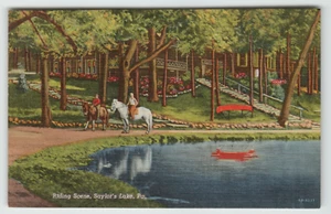 Postcard People on Horseback Saylor's Lake, PA - Picture 1 of 2