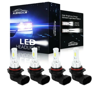 9006 9005 LED Headlights Kit Combo Bulbs 8000K High Low BEAM Super White Bright - Picture 1 of 15