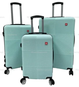 3 Piece Hardside Luggage Wheels Spinner Suitcase Code Lock 20'' 24'' 28'' Teal - Picture 1 of 6