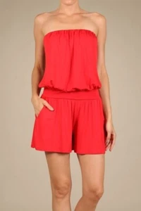 NWOT STWELVE STRAPLESS ROMPER MINI RED DRESS GREAT CONDITION MEDIUM M - Picture 1 of 5