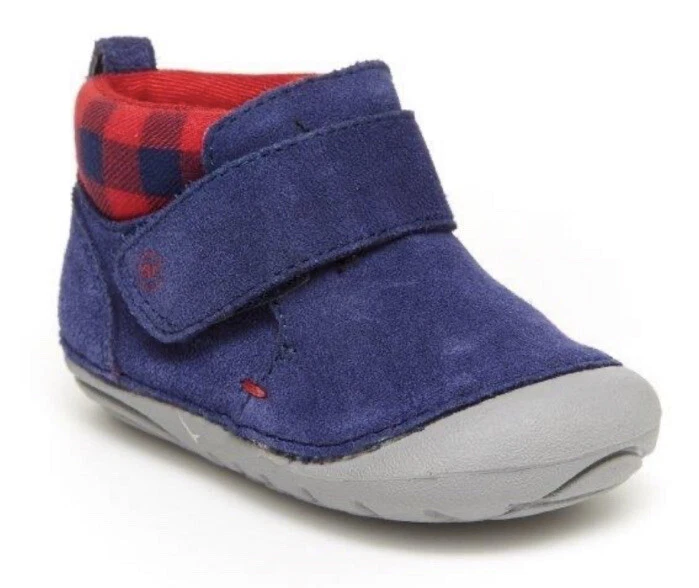 NIB STRIDE RITE  SM OAKLEY Soft Motion Navy Boots SHOES 4.5M Red Buffalo Plaid - Image 1 of 4
