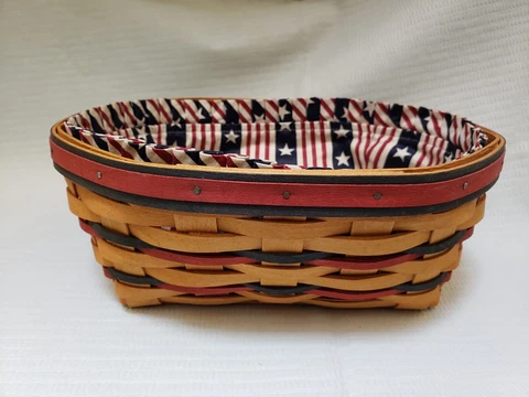 Longaberger 1999 All American Blue Ribbon Bread Basket Fabric Liner Cover