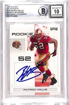 Patrick Willis Firmado 2007 Playoff #125 Tarjeta Grado 10 Auto Beckett 38720 Foto 1 de 2