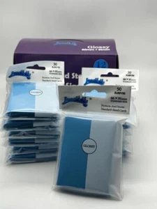 1 Caja de 600 Cuentas-12 Paquetes Color Azul Claro Frontal Brillante Fundas para Tarjetas Estándar - Imagen 1 de 9