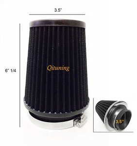Black 3.5" 89mm Narrow Air Intake Cone Replacement High Quality Air Filter - Foto 1 di 1