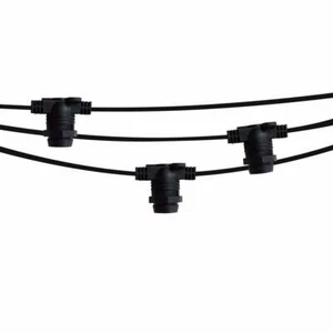 (Cord Only) 25 Socket Outdoor DIY String Light 29 FT Black Cord w/ E12 C7 Base - Picture 1 of 5