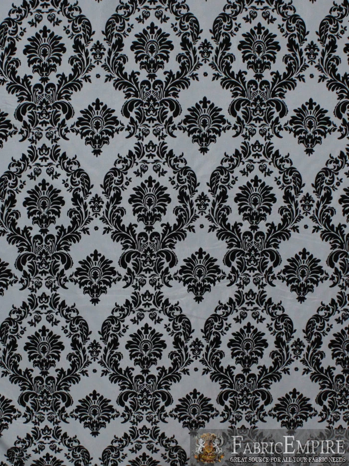 Tela flocada de terciopelo damasco de tafetán 58" de ancho se vende por yarda Foto 1 de 1