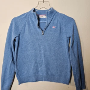 Vineyard Vines Quarter Zip  Soft Knit  Pullover Sweater Girls Blue Size (Large) - Picture 1 of 5