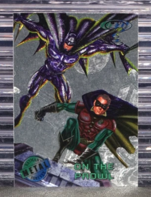 On The Prowl 1995 Fleer Metal Batman Forever #94 Silver Flasher Batman and Robin - Image 1 of 3