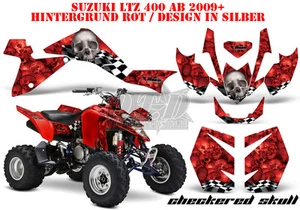 KIT GRÁFICO DE DECORACIÓN DE CARRERAS AMR ATV SUZUKI LTZ 400 Y KFX 400 CALAVERA A CUADROS B - Imagen 1 de 4