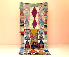 Colorful Vintage Oriental Rug Antique Berber Carpet Handmade Tribal Rug 3x7.6ft