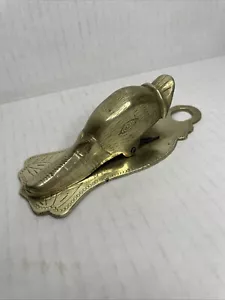Vintage solid cast brass Mallard Duck Bird spring Paper clip Paperweight - Picture 1 of 11