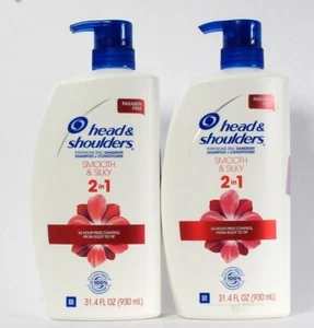 2 Bottles Head & Shoulders 31.4 Oz Smooth & Silky 2 In 1 Shampoo & Conditioner - Picture 1 of 1