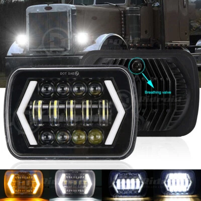 Faro LED 5x7 7x6 pulgadas haz alto/bajo halo DRL para Peterbilt 357 378 379 385 Foto 1 de 4