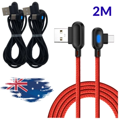 Type A to USB C Cable 90 Degree Right Angle Fast Charger Cord For Samsung Google - image 1 of 4