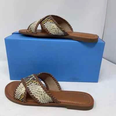 Jack Rogers Womens Sloane Slides Sandals Brown Snake Leather Flats 8.5 M New - Image 1 of 4