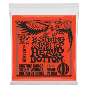 Originale Ernie Ball Slinky Skinny Top fondo pesante 8 corde - 9-80 P02624 - Foto 1 di 1