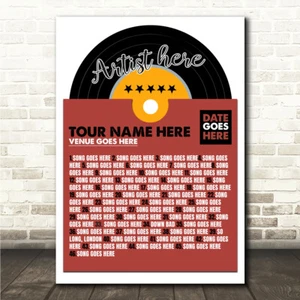 Konzert Setlist Poster Druck Leinwand Vinyl Schallplatte - jeder Künstler, Datum, Gig, Veranstaltungsort - Bild 1 von 9