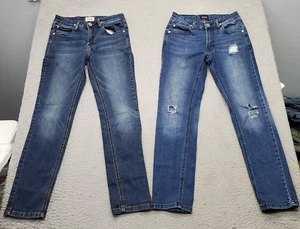 Lot OF 2 Hudson Jeans Youth Girls Size 12 Multi Denim Distressed Cotton Preppy - Picture 1 of 22