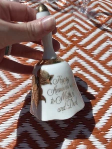 Chatillon Fine Porcelain Happy Anniversary To Mother And Dad Gold Bell - Bild 1 von 7