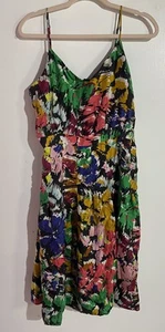 J Crew Dress 12 Silk Floral Artsy Prairie Feminine Vacation Cocktail Abstract - Picture 1 of 14