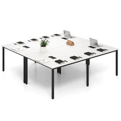 Set of 2 Large Meeting Table Seats up to 10 People 2 Cable Grommets for Office - Image 1 of 4