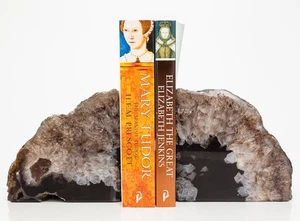 Agate Geode Bookends Black Half Slab Slice Crystal Quartz Decor 6.59lbs. H2247 - Picture 1 of 14