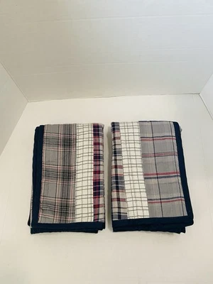 Nautica Set Of 2 Quilted Standard Shams Blue Gray Red Plaid - Image 1 of 4