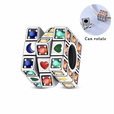 💖  Charm  Anhänger 925 Silber ZAUBERWÜRFEL Love Herz für Pandora Armband 💖 - Bild 1 von 3