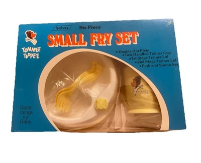 Antigo Conjunto de Alimentação para Bebê/Criança TOMMEE TIPPEE Pequeno Conjunto de Fritadeira incl Placa Quente NOS Raro - Imagem 1 de 4